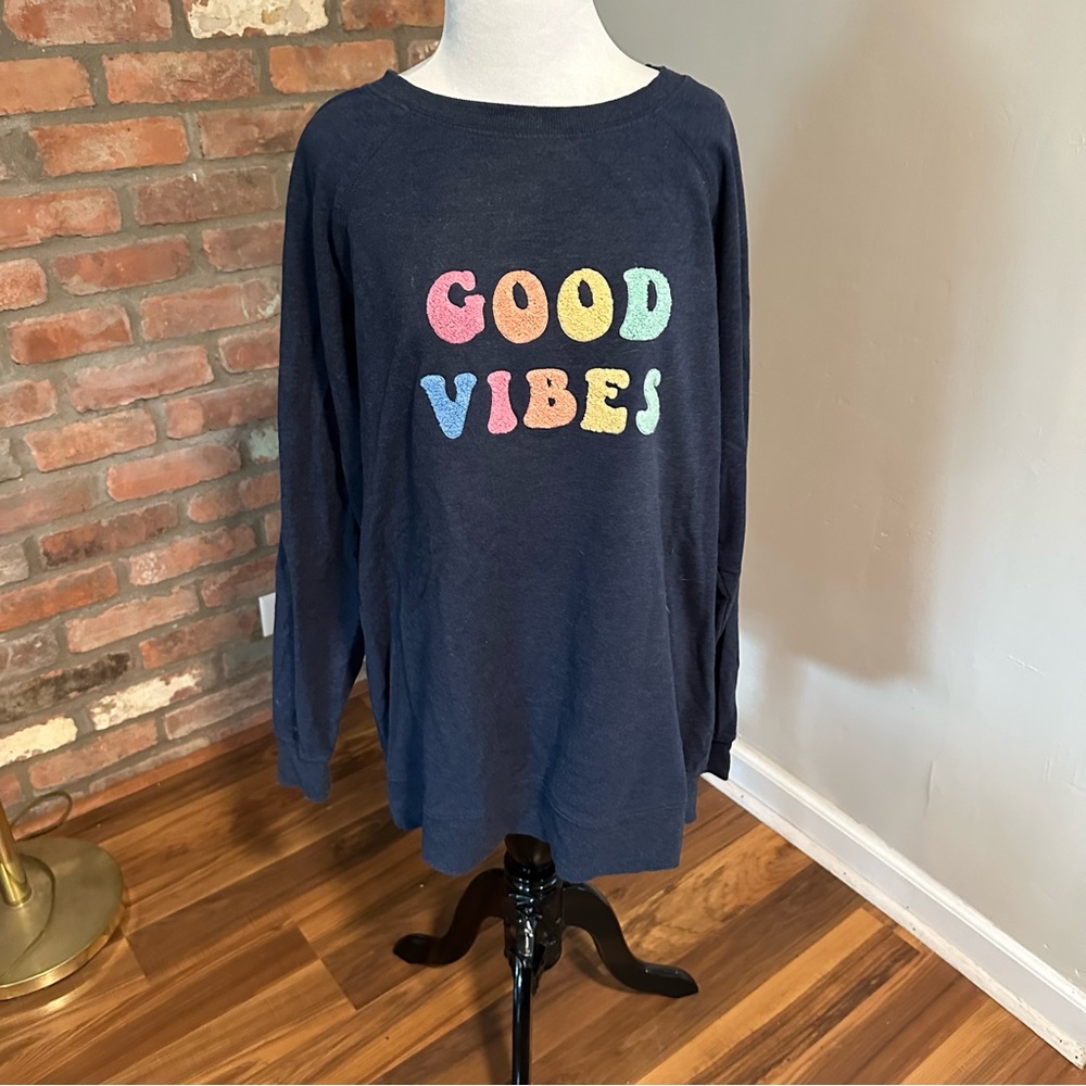 Wild Fox Navy Blue 'Good Vibes' Crewneck Sweatshirt